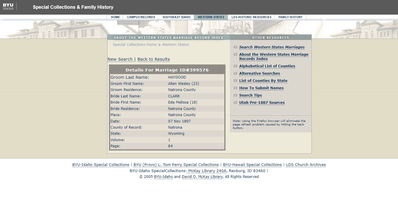 About the Western States Marriage Record Index